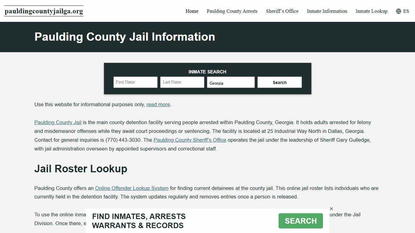 Paulding County, GA Jail Roster, Inmate Info